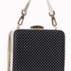 Sac à main vintage NO MERCI blanc et noir à pois blancs de Banned, Londres