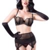 Ensemble de lingerie tulle noir à pois, 4 pièces, Belsira