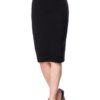 Jupe crayon noire vintage taille haute, style 40's