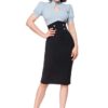 Jupe crayon noire vintage taille haute, style 40's
