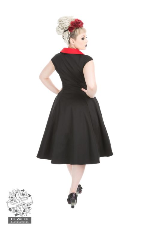 Robe swing noire et rouge 50's Hearts & Roses