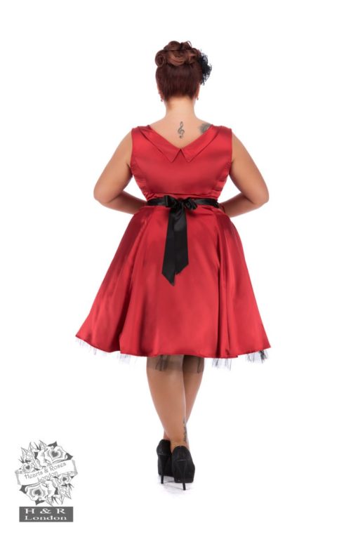 Robe swing en satin rouge, style années 50, grande taille