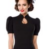 Blouse jersey noir, style années 40, à manches bouffantes, Belsira