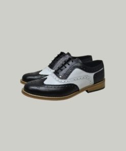 chaussures Gatsby brogues noires et blanches pour hommes