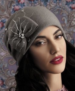 Chapeau Carmen souple en pure laine, couleur gris souris, style rétro