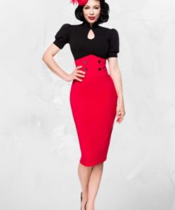 Jupe crayon style 40's rouge, Belsira
