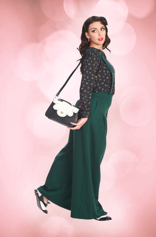 Sac à main style rétro, noir et vernis blanc, Lost Queen – Image 3