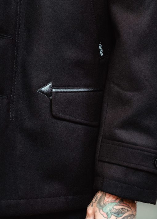 Veste noire chaude, style vintage, col fausse fourrure, Chet Rock – Image 3