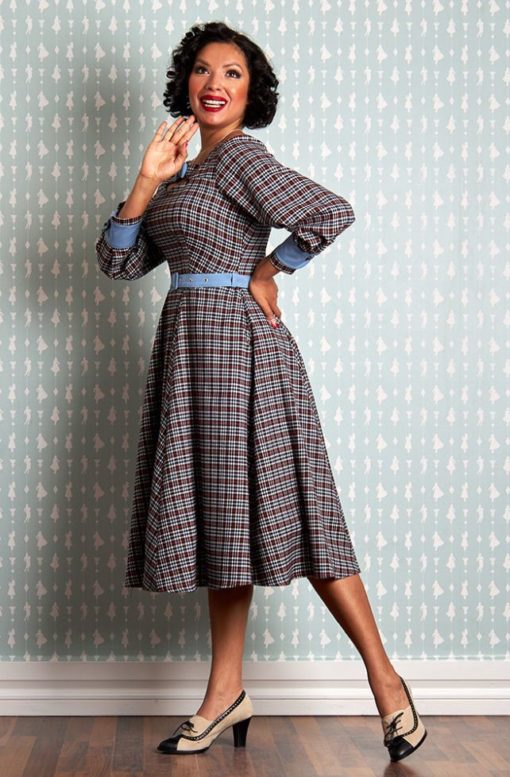 Robe swing, années 50, tartan bleu, Miss Candyfloss – Image 4