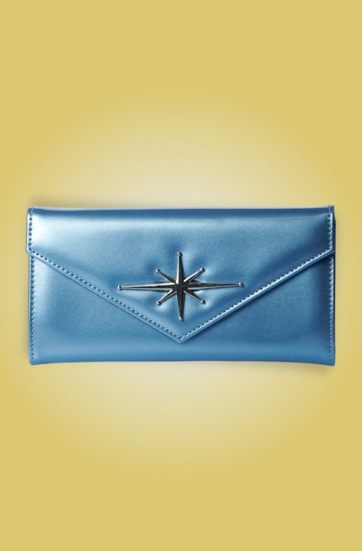 Porte-monnaie style vintage, bleu ciel métallisé, Banned – Image 2