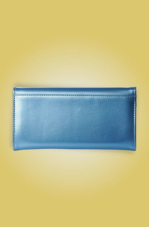 Porte-monnaie style vintage, bleu ciel métallisé, Banned – Image 4