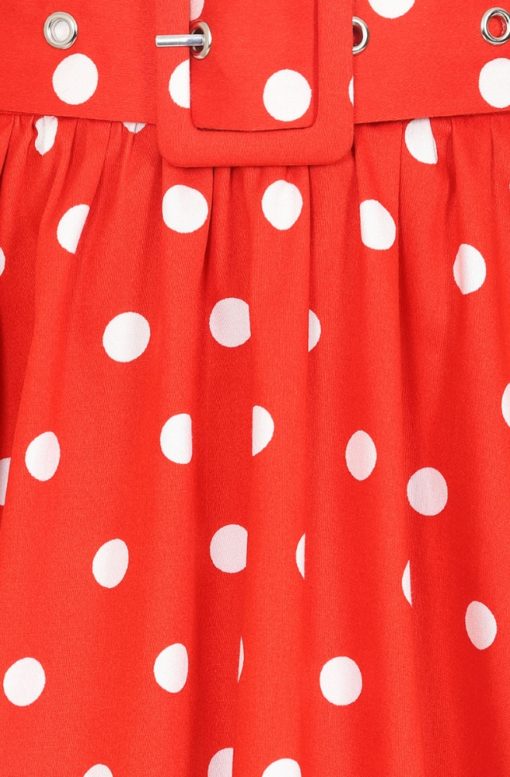 Jupe swing avec ceinture style retro, rouge à poids blancs, Hearts and Roses – Image 3