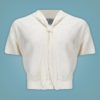blouse style retro vintage 40s 50s année 40 50 fifties pin up couturiere col noeud cravate manches courtes pinces court ivoire rayon crepe de chine