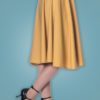 jupe swing style retro vintage 50s fifties pinup ceinture décorative bouton fluide viscose moutarde banned