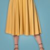 jupe swing style retro vintage 50s fifties pinup ceinture décorative bouton fluide viscose moutarde banned
