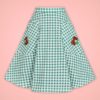 Jupe skirt swing évasée coton vintage retro vichy vert blanc broderie fraise champetre 50s années 50 fifties pin up été summer collectif