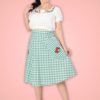Jupe skirt swing évasée coton vintage retro vichy vert blanc broderie fraise champetre 50s années 50 fifties pin up été summer collectif