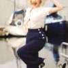 pantalon coupe droite fluide style marin année 50 fifties 50s 40 40s bleu marine cintré taille retro vintage the seamstress of bloomsbury