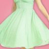 robe swing évasée retro vintage vichy vert blanc manche courte décolleté V bouton cintré doublure blanche empiècement mi long 50s fifties années 50 pin up dinner quotidien casual été summer léger light hell bunny