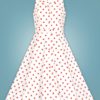 robe swing évasée trapèze retro vintage sans manche col chemise bouton décoratif blanc blanche pois polka dot rouge cintré midi fifties 50s années 50 pin up elegant chic classe casual quotidien tissu coton hearts and roses