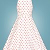 robe swing évasée trapèze retro vintage sans manche col chemise bouton décoratif blanc blanche pois polka dot rouge cintré midi fifties 50s années 50 pin up elegant chic classe casual quotidien tissu coton hearts and roses