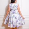 robe swing évasée trapèze retro vintage sans manche col chemise fantaisie blanche bleu ciel fleurs violette lilas feuilles vertes été plage cintré midi fifties 50s années 50 pin up elegant chic classe casual quotidien tissu coton sans jupon hearts and roses