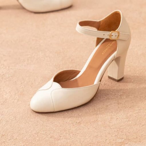 Escarpin retro, crème, Maison Toufet – Image 3