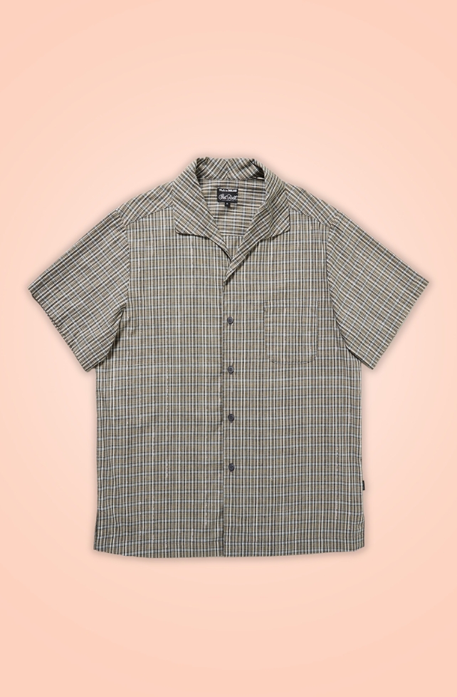 chemise vintage retro old vieux 50s fifties années 50 tartan gris manches courte coupe droite large ample coton chet rock