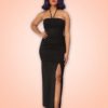 robe retro vintage crayon ouverte fente bustier longue noir stretch classe sexy 50s fifties années 50 collectif clothing