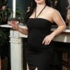 robe retro vintage crayon ouverte fente bustier longue noir stretch classe sexy 50s fifties années 50 collectif clothing