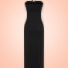 robe retro vintage crayon ouverte fente bustier longue noir stretch classe sexy 50s fifties années 50 collectif clothing