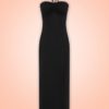 robe retro vintage crayon ouverte fente bustier longue noir stretch classe sexy 50s fifties années 50 collectif clothing