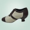 chaussure retro vintage talon louis xv bas petit bout rond lacet cuir marron brun beige ancien bicolor steelground