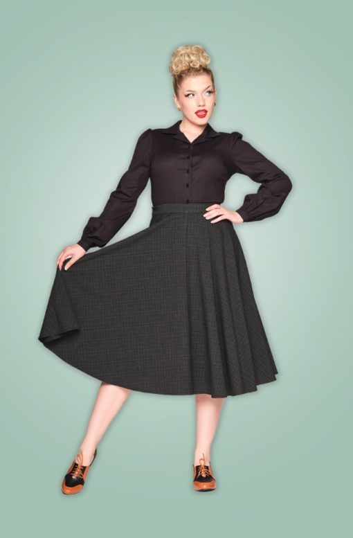jupe retro vintage swing évasée trapèze cercle gris foncé anthracite 40s 50s fifties fourties années 50 40 classique collectif clothing