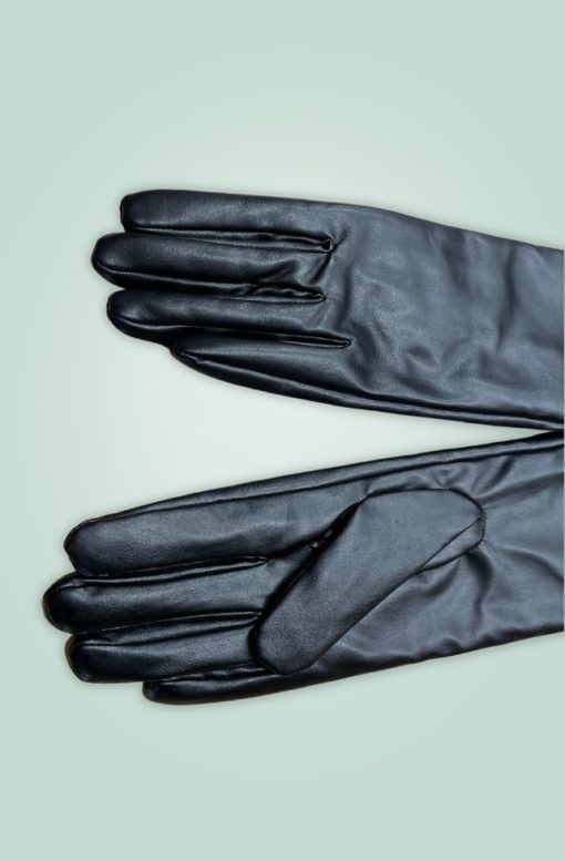 gant retro vintage gloves haut long simili cuir lisse sky chaud noir decoration bouton classe style classy classique pinup pin up 20s 30s 40s 50s fifties années 50 40 30 20 collectif clothing