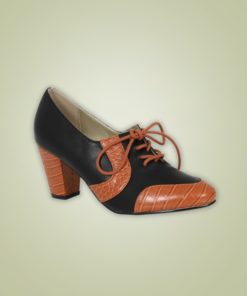 chaussure derby talon lacet vintage retro noir cognac simili cuir croco années 50 40 fourties fifties 50s 40s collectif clothing